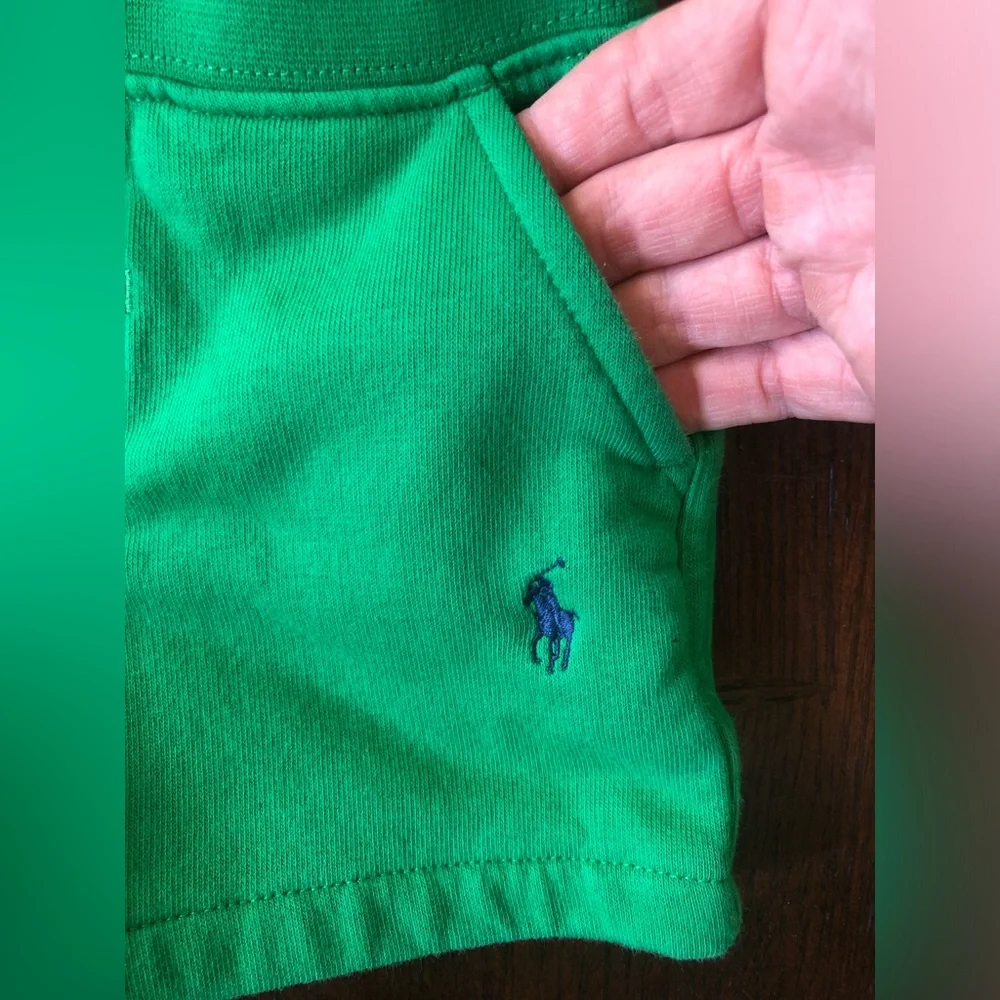 Ralph Lauren Palm Beach Green Sweat Shorts w/Pockets Sz 6mo
